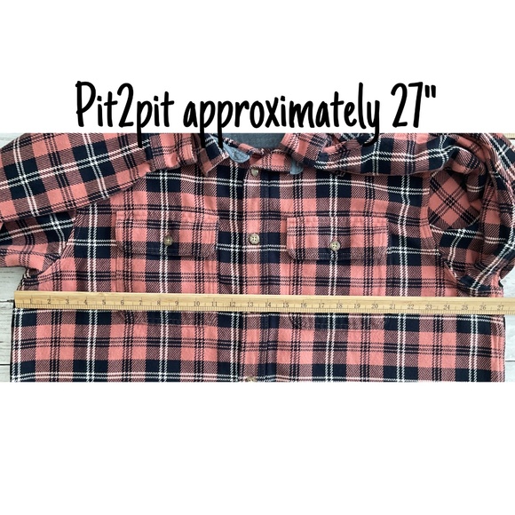 Old Navy Men’s Heavy Pink Plaid Pocket Over Shirt (Size XXL) - Picture 6 of 8